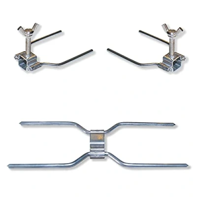 Image of GOLDMAN SERVICE Steel Chicken Rotisserie Skewers Kit, Fork Utensil for Professional Rotary Rotisers, Universal with Double Central Staple and 2 Sides Screw