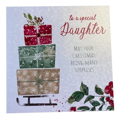 Image of WHITE COTTON CARDS Special Daughter.Handmade Christmas Card (Present, Code cb14)