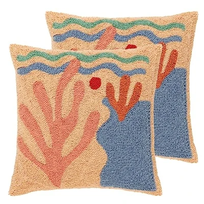 Image of Heya Home Corals Knitted Polyester Filled Cushion Twin Pack