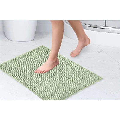Image of Emma Barclay Noodle Soft Touch Non Slip Bathroom Rug in Sage Green Shower Mat 40x60cm