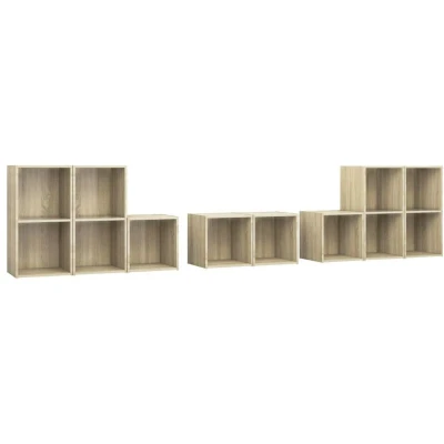Image of vidaXL 8 Piece TV Cabinet Set Sonoma Oak Engineered Wood