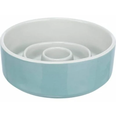 Image of Slow Feeding bowl, ceramic, 0.45 l/ø 14 cm, grey/blue