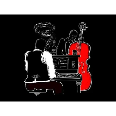Image of Wee Blue Coo Musicians Jazz Piano Illustration Art Print Poster Wall Decor
