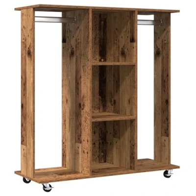 Image of vidaXL Wardrobe with Wheels Old Wood 102x38x110 cm Engineered