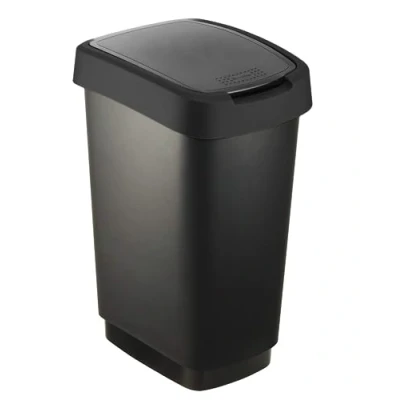 Image of Rotho Salsa Waste bin 25l with lid, black, (33.3 x 25.2 47.6 cm)