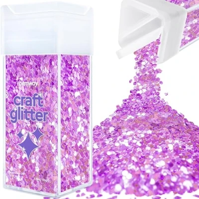 Image of Glitter for Craft Shaker Lavender Purple Resin Tumblers Cards Christmas Jewellery Candle Super Chunky Nail Face Cosmetic 110g / 3.9oz