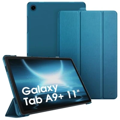 Image of FINTIE SlimShell Case for Samsung Galaxy Tab A9+ / A9 Plus 11 Inch 2023 Model (SM X210/X216/X218), Lightweight Stand Translucent Frosted Back Cover with Auto Wake/Sleep, Midnight Blue