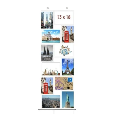Image of trendfinding Hanging Photo/Postcard Display with 12 Pockets Landscape and Portrait Format 13 x 18 cm