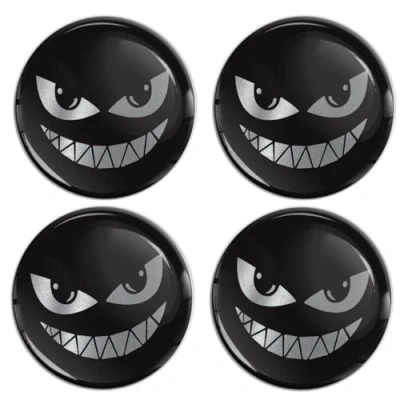 Image of SkinoEu Set of 4 x 60 mm Sticker for Hub Caps Wheel Cover Black Silver A 9460