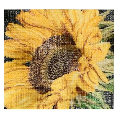 Image of Thea Gouverneur Counted Cross Stitch Kit Sunflower Aida 18 Count Embroidery for Adults DMC Threads and Other Supplies Included 488A