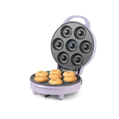 Image of Giles &amp; Posner EK6222GSPP Mini Doughnut Maker Non Stick Cooking Plates for 7 Homemade Donuts, Easy Clean Donut Machine, Treat Kids, Breakfast Doughnuts, Indicator Lights, 1000W, Purple