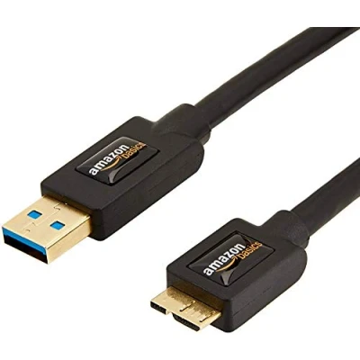 Image of Amazon Basics USB 3.0 Cable, Type A Male to Micro USB, 1.8 m, Black