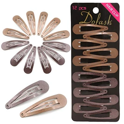 Image of Dofash Snap Hair Clips Metal Grips 5CM/2IN Basic Accessories 12pcs (Dark Brown PCS+Light 6PCS)