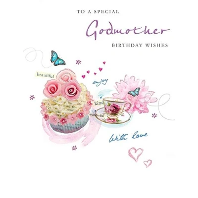 Image of Piccadilly Greetings Traditional Birthday Card Godmother 8 x 6 inches