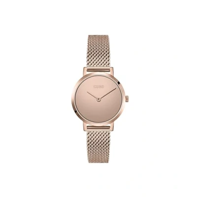 Image of HUGO Analogue Quartz Watch for Women with Carnation Gold Colored Stainless Steel mesh Bracelet 1540085