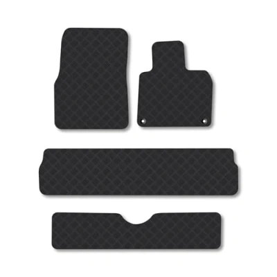 Image of Rubber Car Mats Compatible with Renault Grand Espace (2003 2012) Tailored Fit Floor Set Accessory Black Custom 4 Pieces Clips Anti Slip Backing, Heavy Duty &amp; Waterproof