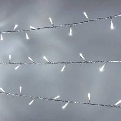 Image of Lights4fun 600 White LED Connectable Fairy Lights Clear Cable Battery with Timer Indoor &amp; Outdoor Use
