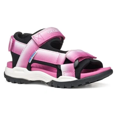 Image of Geox Borealis GIRL Sandals for kids, Size: 13K, Fuchsia/black Textile/synthetics