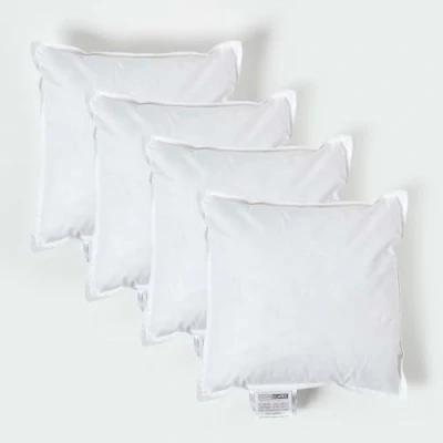 Image of HOMESCAPES 4 Pack Luxury Duck Feather Cushion Inserts 35cm x (14 14) Perfect Bounce Back and Down Proof Cover Generously Filled Inner Pads Filler, Hypoallergenic RDS Certified Machine Washable