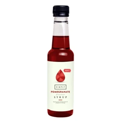 Image of Simply Sugar Free Pomegranate Syrup, Low Calorie, Vegan &amp; Nut Flavoured Syrup for Coffee, Cocktails Baking (250ml)