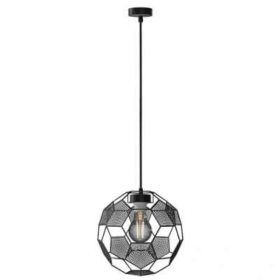 Image of LUTW Pendant Light Vintage Metal, E27 Base Football Industrial Metal Ceiling Hanging Lamp Shade, Adjustable for Kitchen, Dining Room, Bar, Cafe (No Bulbs), Black