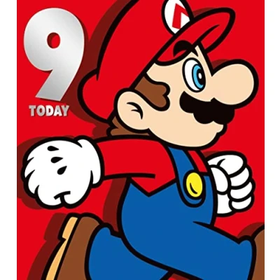 Image of Danilo Promotions LTD Super Mario 9th Birthday Card, Childrens Card For Celebration, Kids, Officially Licensed Card,Multi,7 x 6