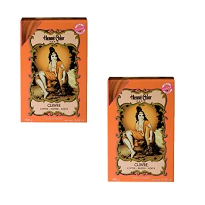 Image of Copper Henne Color Henna Hair Dye Powder 2Pcs x 100g with Fenny&#039;s Creations Shower Cap