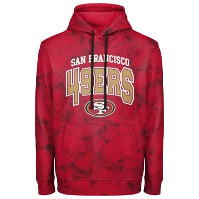 Image of FOCO NFL Men&#039;s Officially Licensed Big Logo Wordmark Camo Performance Game Day Team Color Pullover Sweatshirt Hoodie, San Francisco 49ers Red, X Large