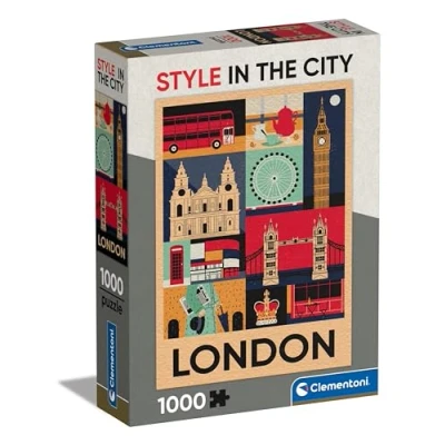 Image of Clementoni Jigsaw Puzzle London 1000 Pieces Style In the City For Adults 14 99 Years, Gift Men/Women, Illustrated City, London, Um, Art, Made Italy, 39844