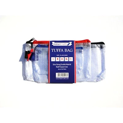 Image of Assorted Pack Tuff Bag Zip Wallet Clear Plastic Wallets Zipped Pouch File Folder Water Resistant Reinforced Heavy Duty Mesh Bags (Assorted Mini/DL/A6 1 Pack)