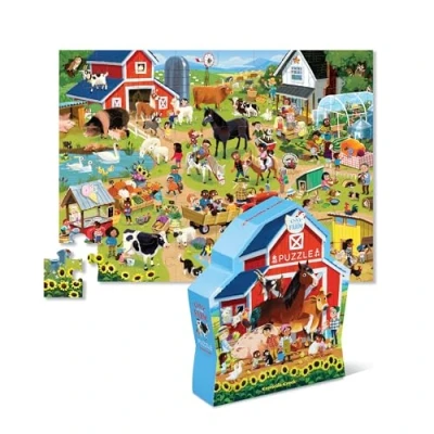 Image of Crocodile Creek Day at The Farm 48 Piece Jigsaw Floor Puzzle with Heavy Duty Shaped Box for Storage, Large 18&quot; x 24&quot; Completed Size, Designed Kids Ages 4 Years and up