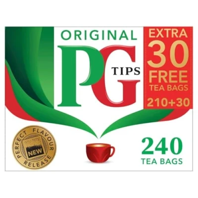 Image of PG Tips, 240 Tea Bags, The Original Pyramid Biodegradable British Classic, Perfect for Everyday Drinkers