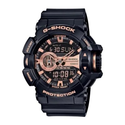 Image of Casio G Shock Black and Rose Gold Tone Dial Resin Quartz Men&#039;s Watch GA400GB 1A4