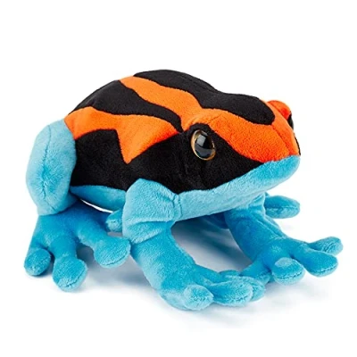 Image of Zappi Co Plush Children&#039;s Stuffed Soft Cuddly Toy Part of Safari Animals Collection, Perfect for Kids (20cm Depth)(Poison Dart Frog Orange/Blue)