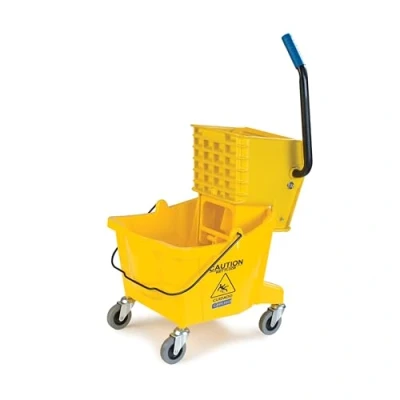 Image of CFS Plastic Commercial Mop Bucket with Side Press Wringer, 26 Quarts, Yellow