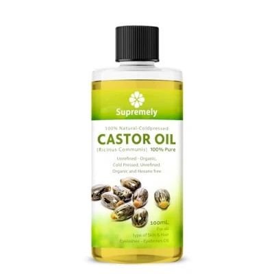 Image of Supremely Cold Pressed Castor Oil 100ml Pure, Natural, Vegan, Hexane Free, No GMO Multipurpose Hair &amp; Skin Care Eyelashes and Eyebrow Growth