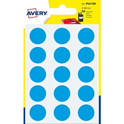 Image of Avery 90 Circle Stickers, 19mm Diameter, Blue Small Round Dot Adhesive Labels