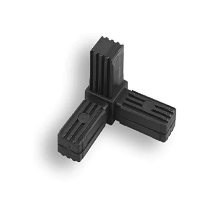 Image of 1 connector for square pipe cross with outlet, plastic/polyamide, black (25 x 25 1.5 mm, 3 cones)