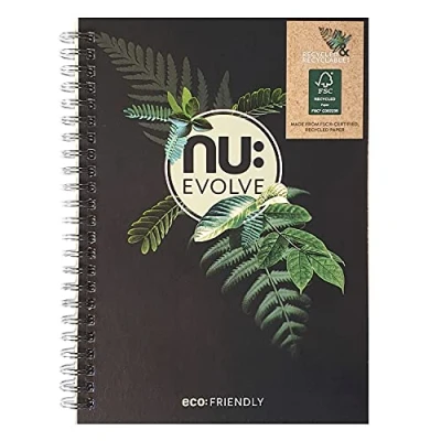 Image of Nu Notebooks Evolve Range Recycled Notebook A5 Wirebound Stationery Professional Notepad 120 Pages