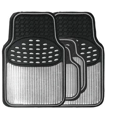 Image of Streetwize SWUXM6 Revelation Mat Set Metallic Anti Slip Car Mats Heavy Duty, All Weather Interior Accessory (Silver)