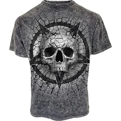 Image of Spiral Cracking Up Acid Wash T Shirt S Black