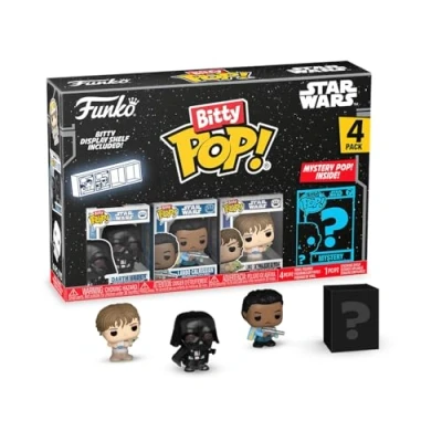 Image of Funko Bitty Pop! Star Wars Vader 4pk and A Surprise Mystery Mini Figure 0.9 Inch (2.2 Cm) Collectable Stackable Display Shelf Included Gift Idea Party Bags Stocking Cake Topper