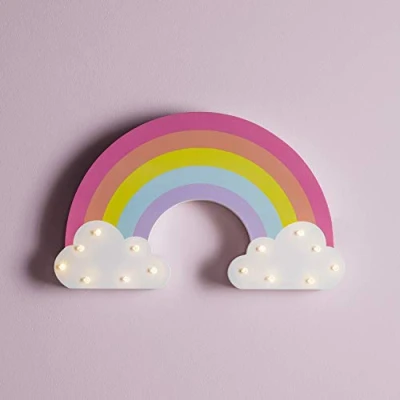 Image of Lights4fun Rainbow Children&#039;s Bedroom Battery Operated Nuresry Wall Light with 14 Warm White LEDs