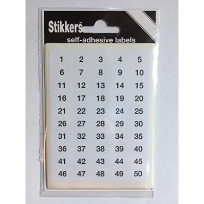 Image of 400 Number Stickers Labels 1 to 200 Sticky White Self Adhesive with Black Numbers 2 of Each (400 Numbered Labels)