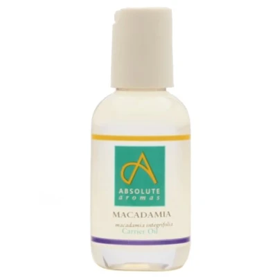 Image of Absolute Aromas Macadamia Oil (Macadamia integrifolia) 50ml Pure, Natural, Vegan and Cruelty Free Moisturising Carrier for Body Facial Massage