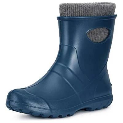 Image of Ladeheid Girl&#039;s EVA Thermo Lightweight Wellington Boots Rainy Wellies Rain LA 750 (Metal Blue, 4.5 UK)