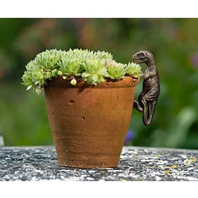Image of Pot Buddies Decorative Velociraptor Hanger Ornament Bronze Color