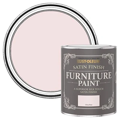 Image of Rust Oleum Pink Furniture Paint in Satin Finish China Rose 750ml