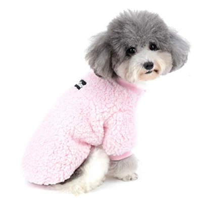 Image of Zunea Small Dog Clothes Coat Winter Fleece Warm Puppy Jacket Apparel Chihuahua Sweater Clothing Pet Cat Doggie Boys Girls Jumper Pink XXL