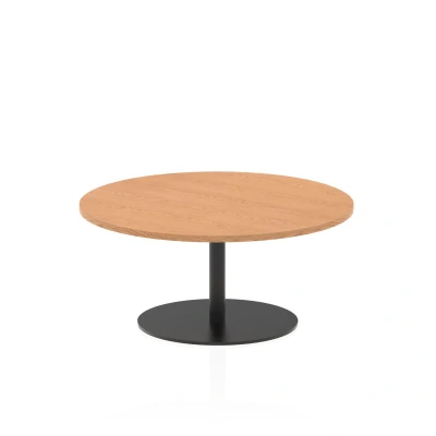 Image of Italia 1000mm Round Coffee Table Oak Top 475mm High Black Leg